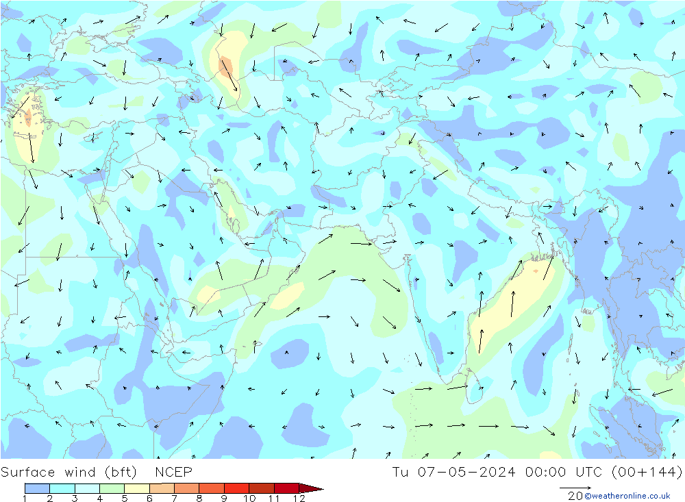  10 m (bft) NCEP  07.05.2024 00 UTC