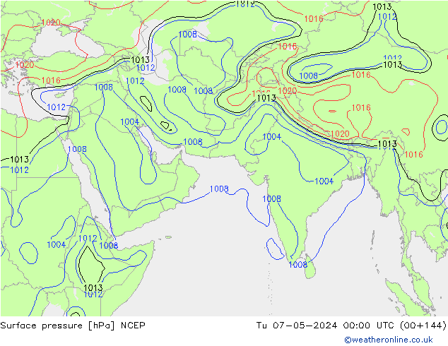 Atmosférický tlak NCEP Út 07.05.2024 00 UTC