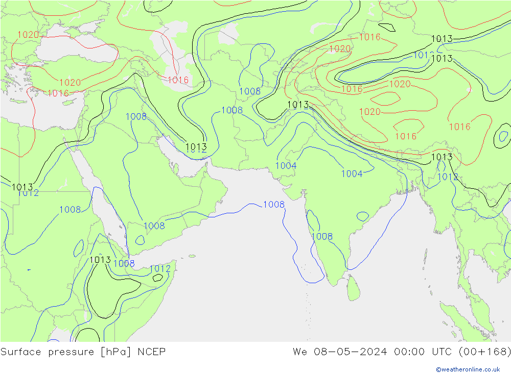 地面气压 NCEP 星期三 08.05.2024 00 UTC