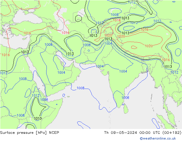 地面气压 NCEP 星期四 09.05.2024 00 UTC