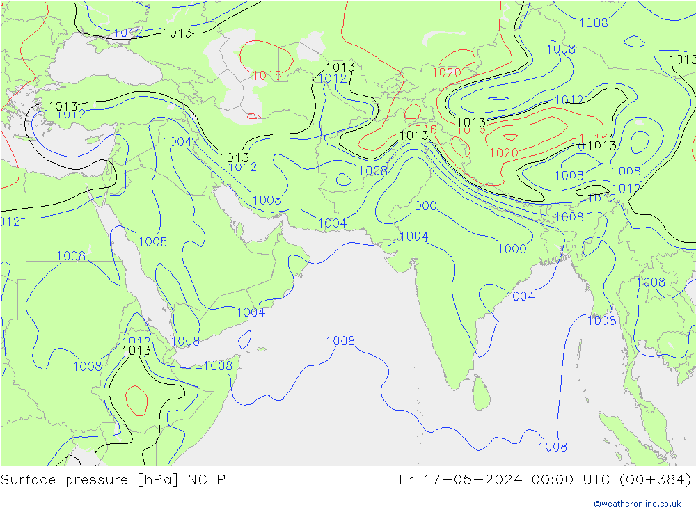 Atmosférický tlak NCEP Pá 17.05.2024 00 UTC