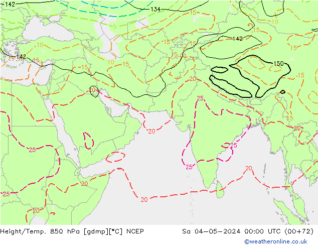 Height/Temp. 850 hPa NCEP so. 04.05.2024 00 UTC