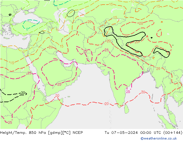 Height/Temp. 850 hPa NCEP  07.05.2024 00 UTC