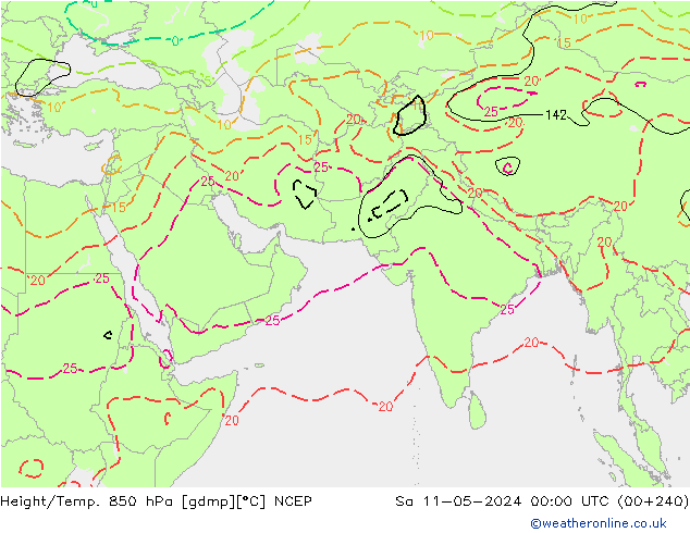 Height/Temp. 850 hPa NCEP sab 11.05.2024 00 UTC
