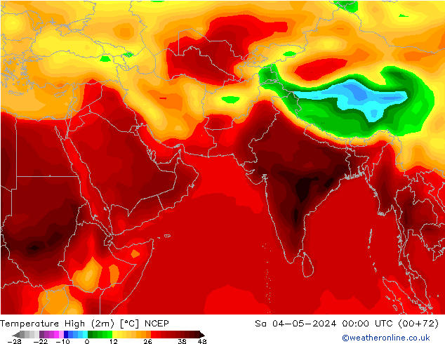 Temperature High (2m) NCEP Sa 04.05.2024 00 UTC