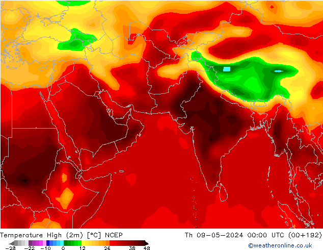 Maksimum Değer (2m) NCEP Per 09.05.2024 00 UTC