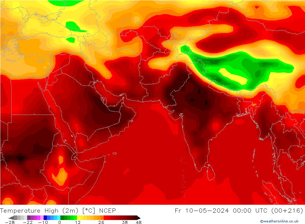 Темпер. макс 2т NCEP пт 10.05.2024 00 UTC