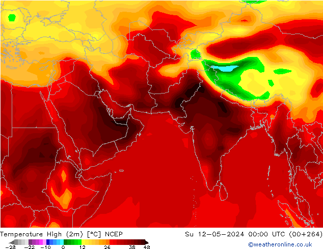 Temperature High (2m) NCEP Su 12.05.2024 00 UTC