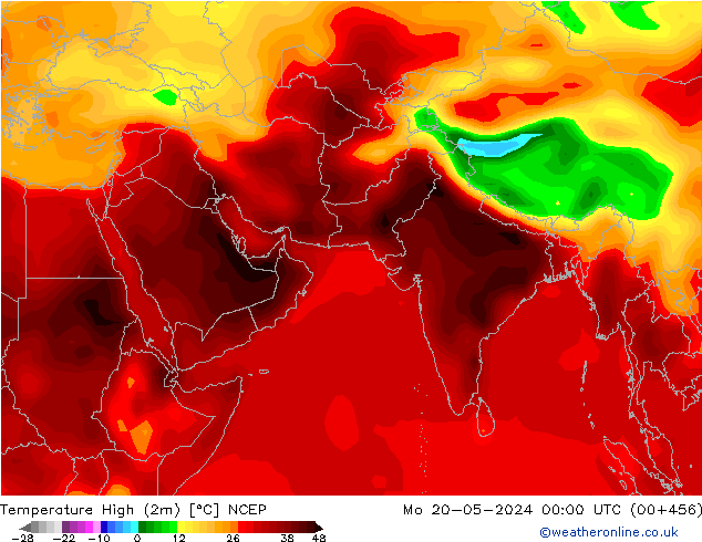 Temp. massima (2m) NCEP lun 20.05.2024 00 UTC