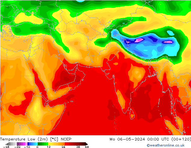 température 2m min NCEP lun 06.05.2024 00 UTC