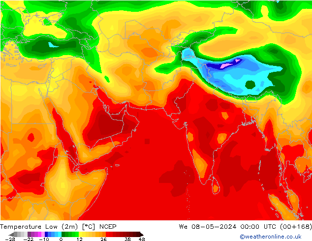 température 2m min NCEP mer 08.05.2024 00 UTC