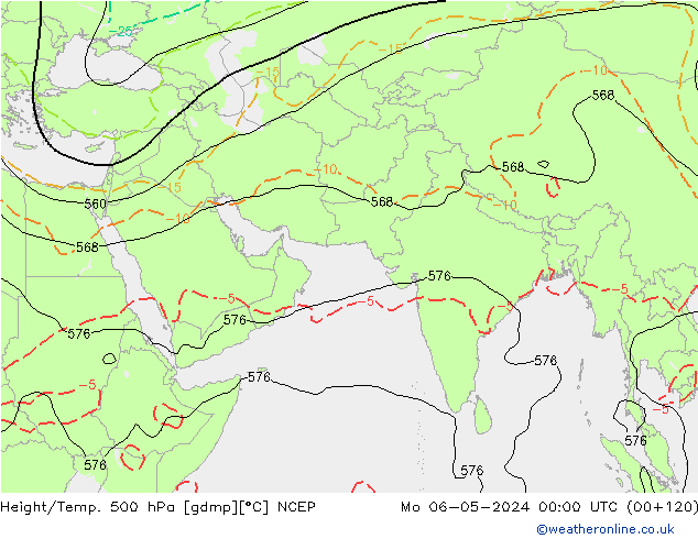 Hoogte/Temp. 500 hPa NCEP ma 06.05.2024 00 UTC