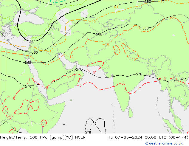 Géop./Temp. 500 hPa NCEP mar 07.05.2024 00 UTC