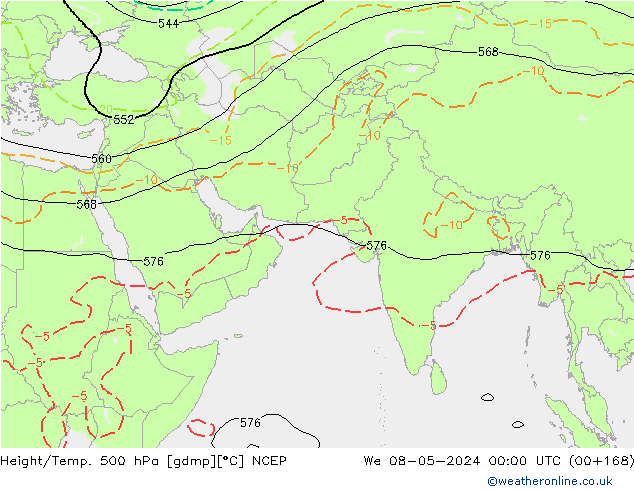 Height/Temp. 500 hPa NCEP 星期三 08.05.2024 00 UTC