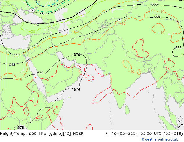 Height/Temp. 500 гПа NCEP пт 10.05.2024 00 UTC