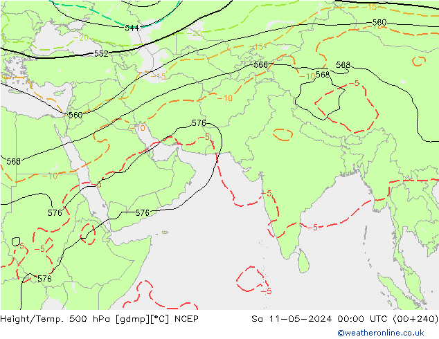 Hoogte/Temp. 500 hPa NCEP za 11.05.2024 00 UTC