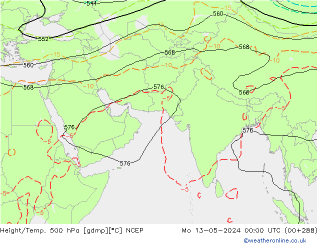 Height/Temp. 500 hPa NCEP Po 13.05.2024 00 UTC