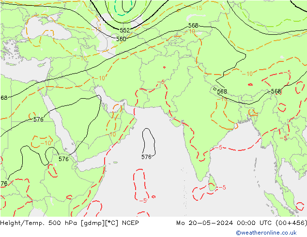 Yükseklik/Sıc. 500 hPa NCEP Pzt 20.05.2024 00 UTC