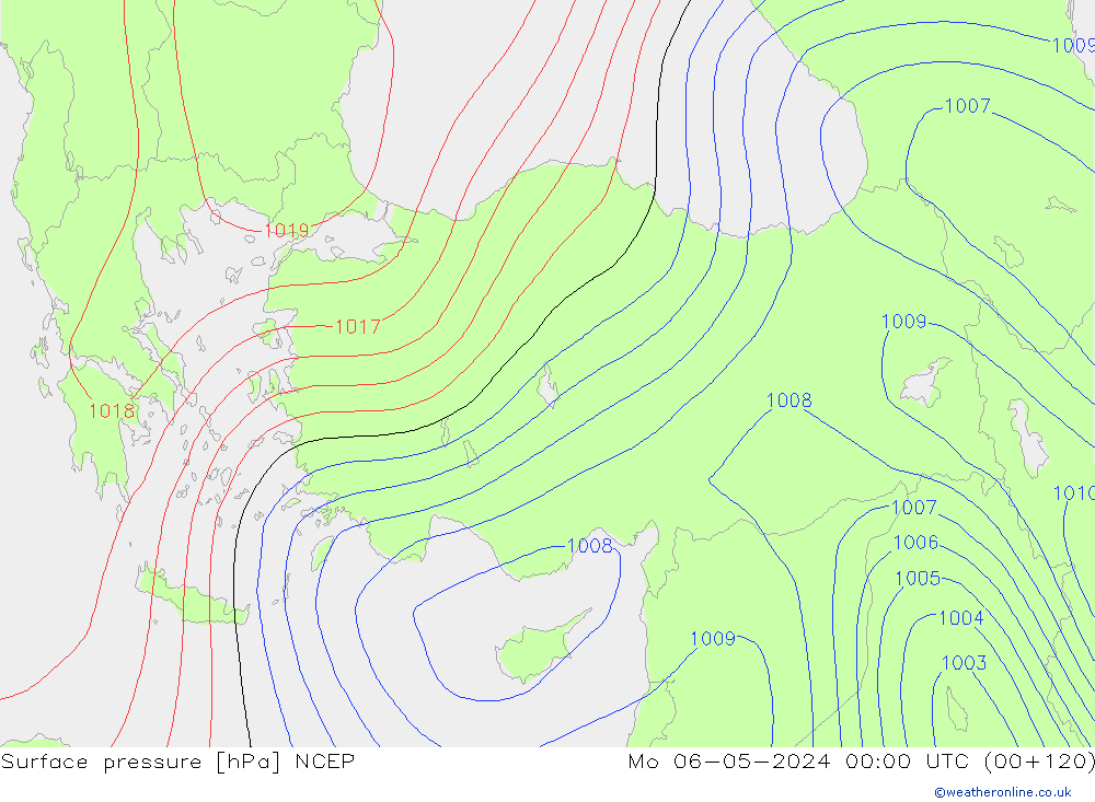 Surface pressure NCEP Mo 06.05.2024 00 UTC