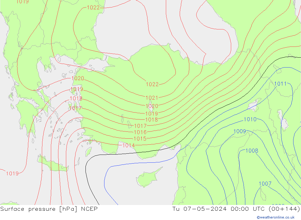 Luchtdruk (Grond) NCEP di 07.05.2024 00 UTC