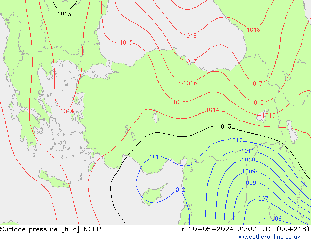 Pressione al suolo NCEP ven 10.05.2024 00 UTC