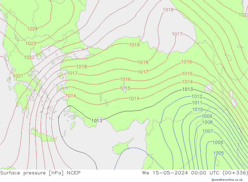 Presión superficial NCEP mié 15.05.2024 00 UTC