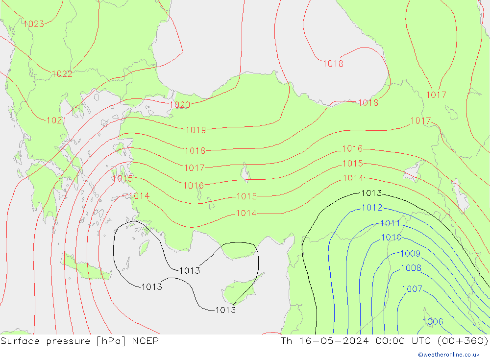 Surface pressure NCEP Th 16.05.2024 00 UTC