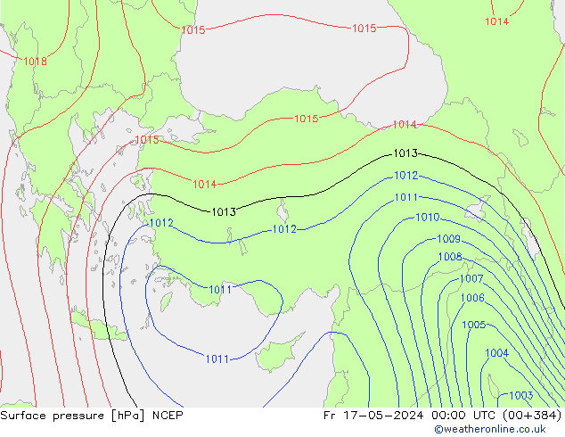 Atmosférický tlak NCEP Pá 17.05.2024 00 UTC