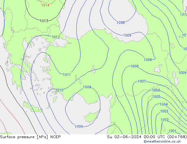 Yer basıncı NCEP Paz 02.06.2024 00 UTC
