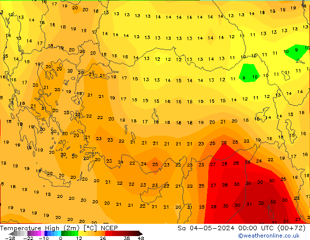 Temperatura máx. (2m) NCEP sáb 04.05.2024 00 UTC