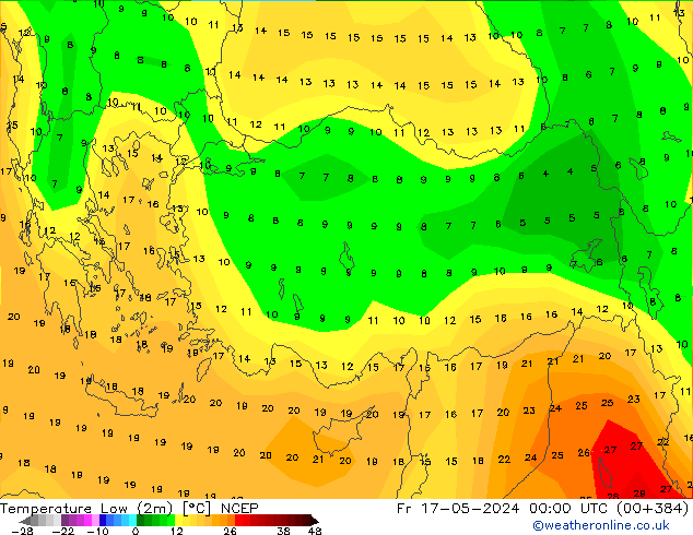 Tiefstwerte (2m) NCEP Fr 17.05.2024 00 UTC