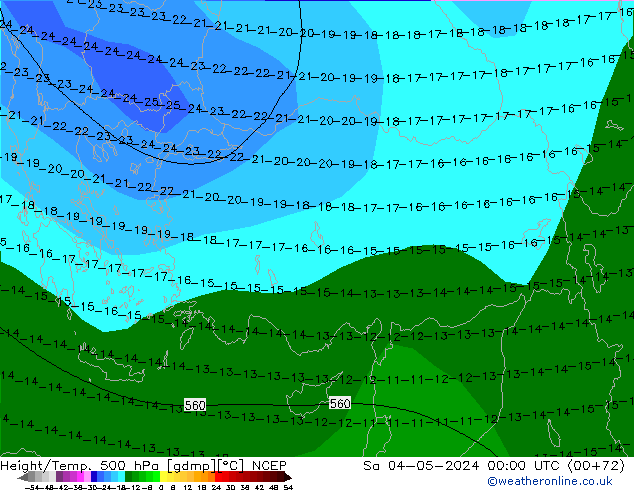 Geop./Temp. 500 hPa NCEP sáb 04.05.2024 00 UTC