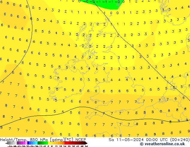 Height/Temp. 850 hPa NCEP Sáb 11.05.2024 00 UTC