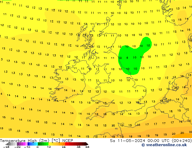 Темпер. макс 2т NCEP сб 11.05.2024 00 UTC