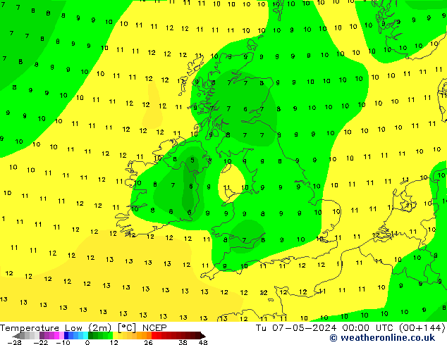 température 2m min NCEP mar 07.05.2024 00 UTC