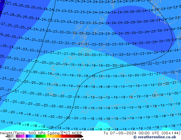 Height/Temp. 500 hPa NCEP Tu 07.05.2024 00 UTC