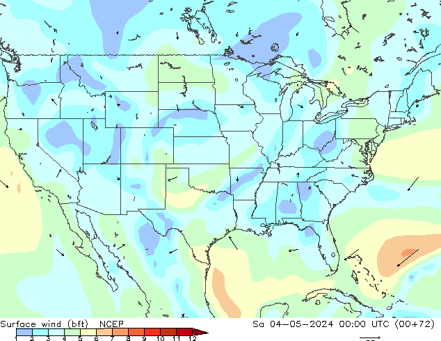 Surface wind (bft) NCEP Sa 04.05.2024 00 UTC