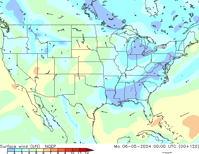  10 m (bft) NCEP  06.05.2024 00 UTC