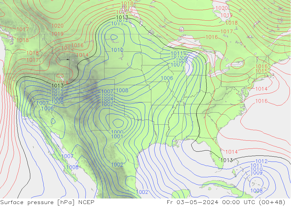 Atmosférický tlak NCEP Pá 03.05.2024 00 UTC