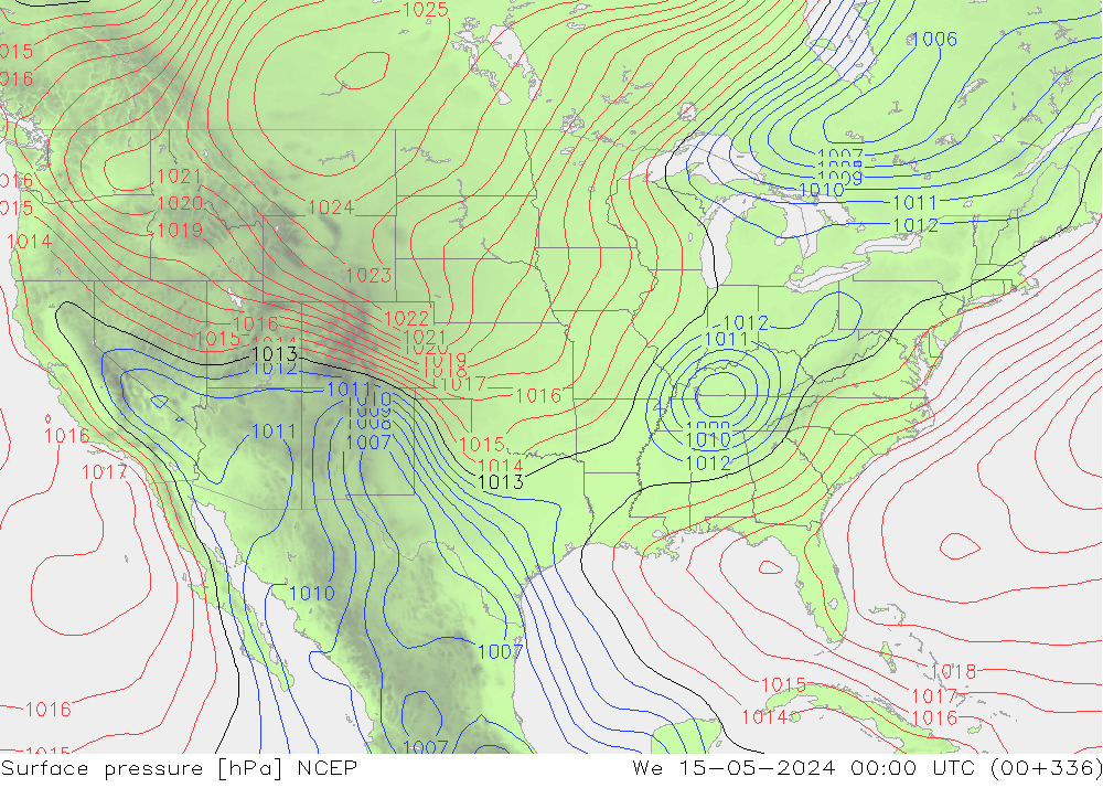 Surface pressure NCEP We 15.05.2024 00 UTC