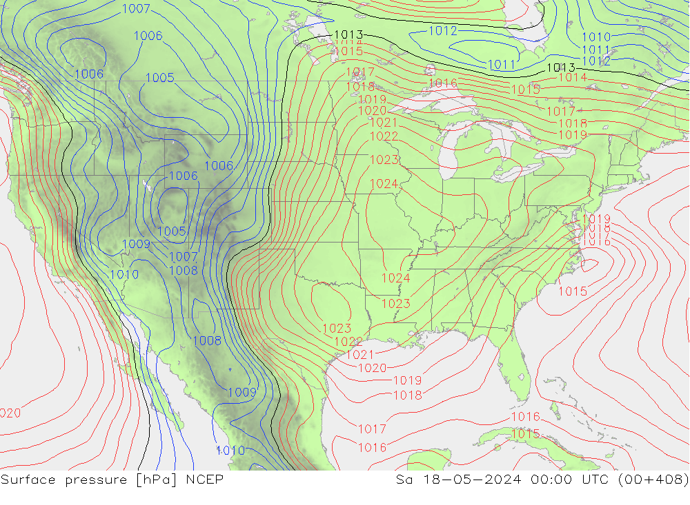 ciśnienie NCEP so. 18.05.2024 00 UTC