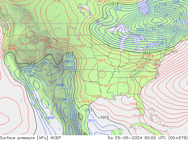 Luchtdruk (Grond) NCEP za 25.05.2024 00 UTC