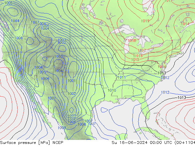 pression de l'air NCEP dim 16.06.2024 00 UTC