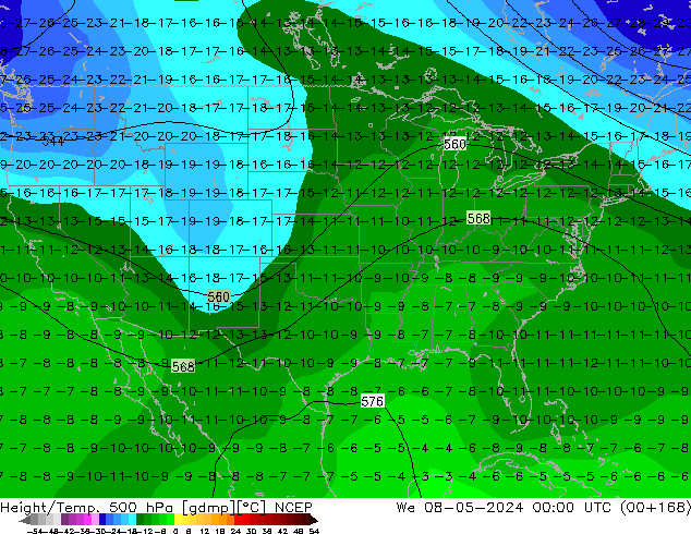 Height/Temp. 500 hPa NCEP St 08.05.2024 00 UTC