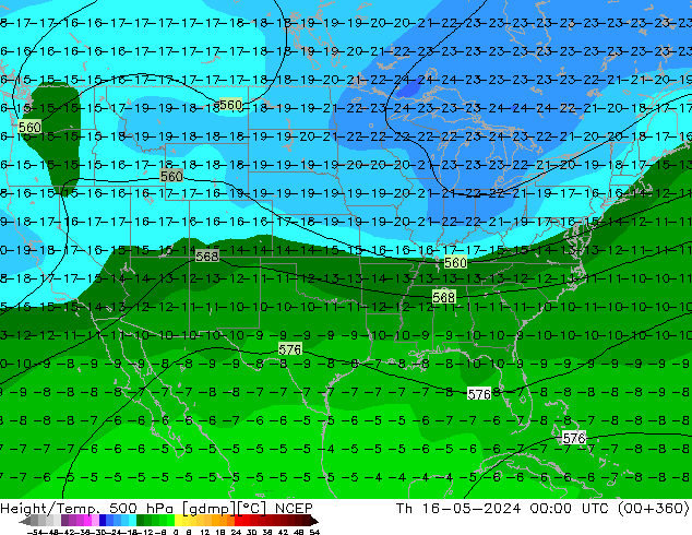 Height/Temp. 500 hPa NCEP Do 16.05.2024 00 UTC