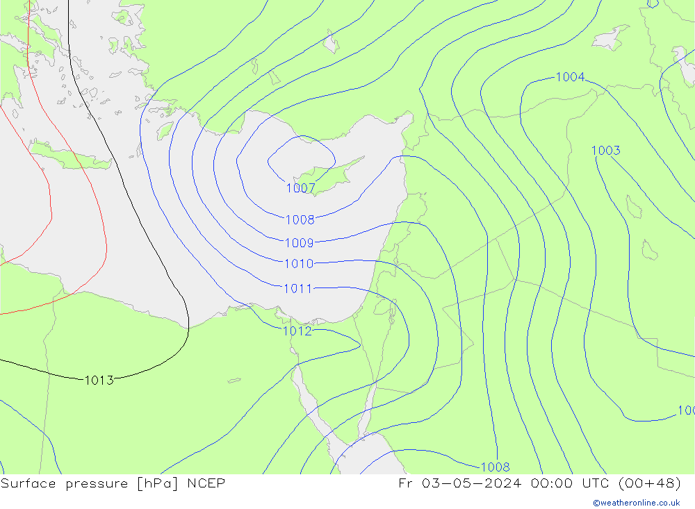 Atmosférický tlak NCEP Pá 03.05.2024 00 UTC