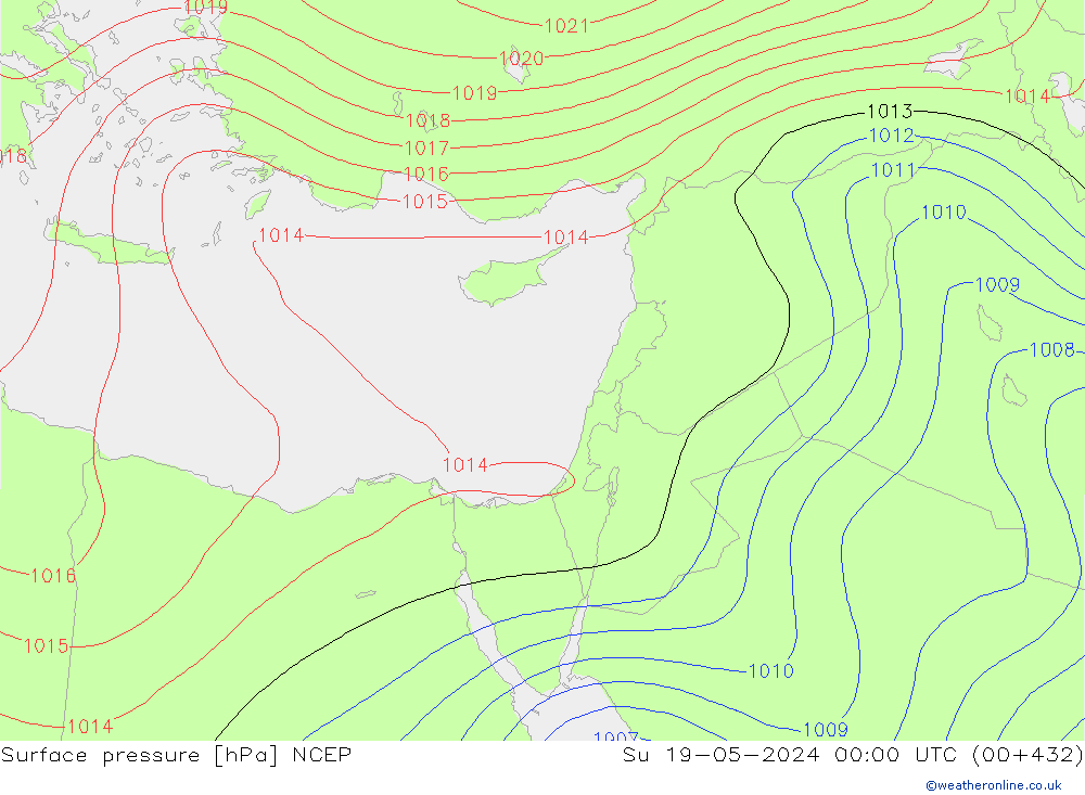 Presión superficial NCEP dom 19.05.2024 00 UTC