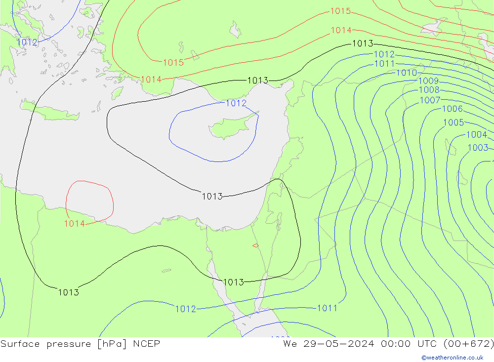 Yer basıncı NCEP Çar 29.05.2024 00 UTC