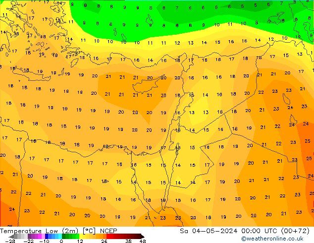 température 2m min NCEP sam 04.05.2024 00 UTC