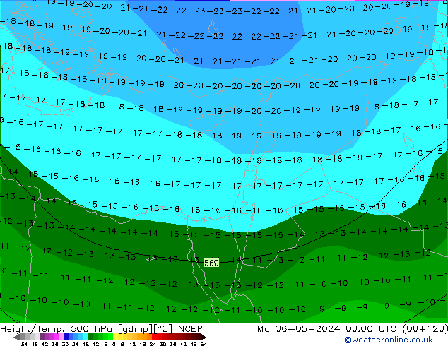 Yükseklik/Sıc. 500 hPa NCEP Pzt 06.05.2024 00 UTC